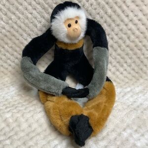 Toy Network Plush Monkey Stuffed Animal Toy Black White Gray Brown Hook and Loop